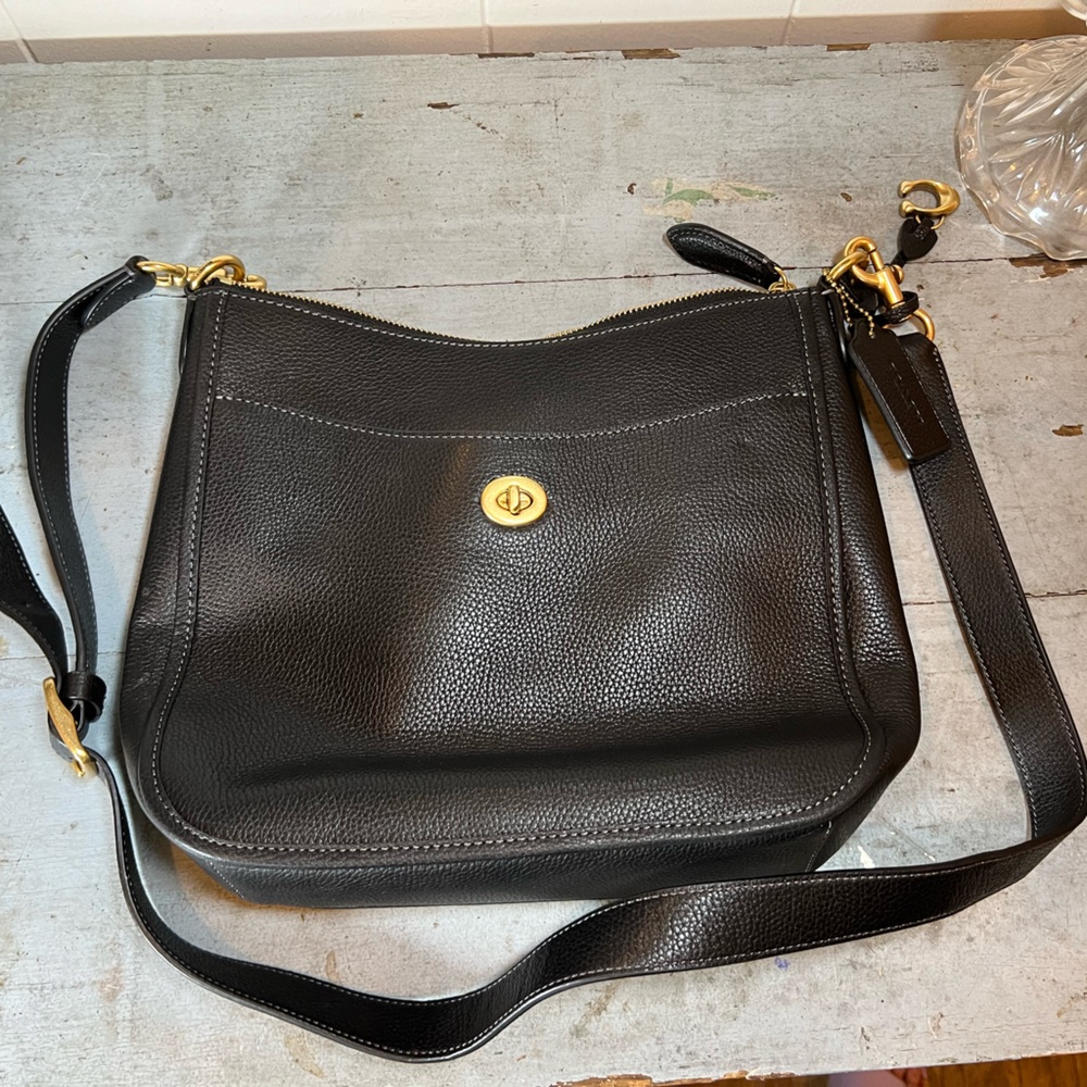 #coach authentic coach classic mid size black. Never used NWOT Chaise crossbody